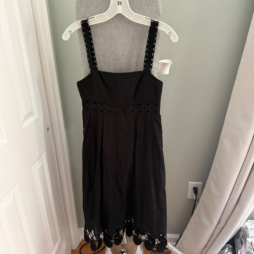 Catherine Malandrino Black Cutwork Eyelet Midi Dress Women's 4 Boho Whimsygoth
